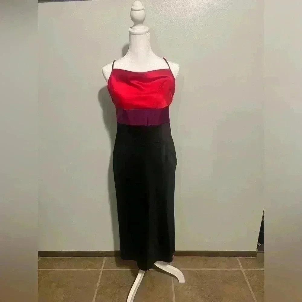 Express multiple color satin dress